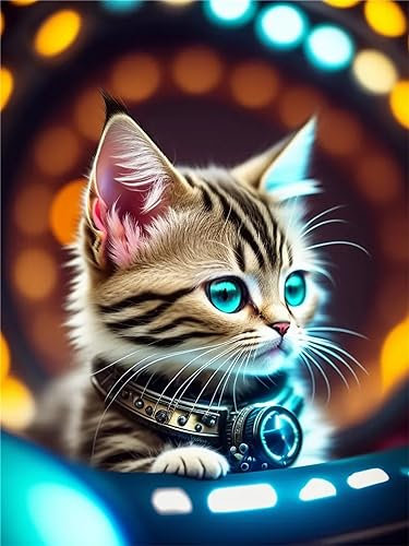 5D Diamond Painting 80x100cm DIY Mosaik Bastelset Kinder Malen Nach Zahlen Diamont Painting Basteln Erwachsene Bastelset, Tiere Katzen Diamant Painting Bilder für Home Büro Room Décor Geschenk W-1951