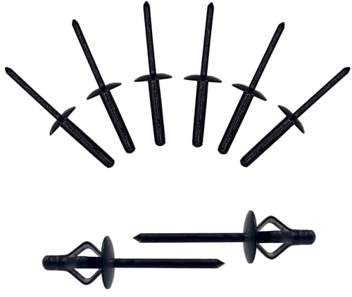 BESTYCHAO 60 pezzi Tri-Fold Exploding Pop Rivetti a flangia grande in alluminio, Nero (4,8 x 25 mm)