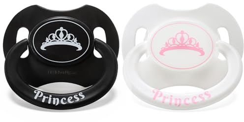 LittleForBig Großer Saugerschild Bedruckter Schnuller der Generation II in Erwachsenengröße Princess Kronen Muster 2er-Pack