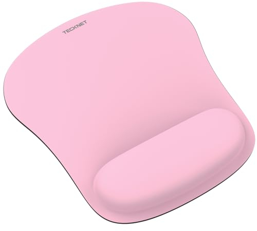 TECKNET Mouse Mat with Memory Foam Rest -Non-slip Rubber base- Special-Textured Water-Resistant Surface