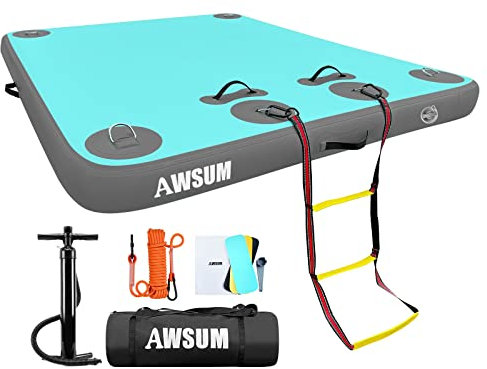 AWSUM 8ft x 6ft x 6inches Aufblasbare Dock Schwimmdock Aufblasbare Schwimmende Dock Plattform für Seen Wasser Schwimmplattform Dock Pad Große Badeplattform Aufblasbar für Pool, Ozean