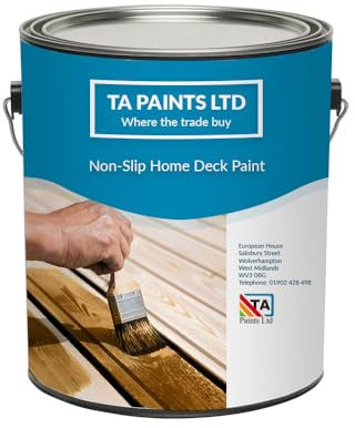 T A Paints Ltd Non Slip Garden Decking Paint Low Slip Finish for Timber Metal Ourdoor Concrete Slab Wood Anti Slip Exterior Deck Paint (1L Black)