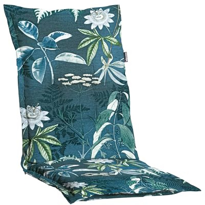 Dehner Niederlehnerpolster Abruzzo, Stuhlkissen wasserabweisend, Polster für Gartenstühle, ca. 50 x 52 x 50 cm, Baumwolle / Polyester / Viskose, blau