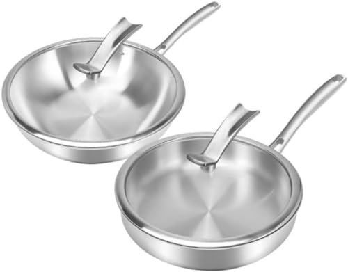 LRTYZBD Juego de ollas de acero inoxidable 316 para el hogar, sartén antiadherente + sartén, juego de utensilios de cocina combinados, calibre: 32 cm