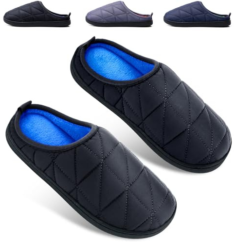 WUAYAMI Pantofole da Uomo Donna in Memory Foam Invernali Ciabatte Casa Comode Pelose Inverno Scarpe di Cotone Morbida Slippers Winter Antiscivolo Nero, 36/37 EU