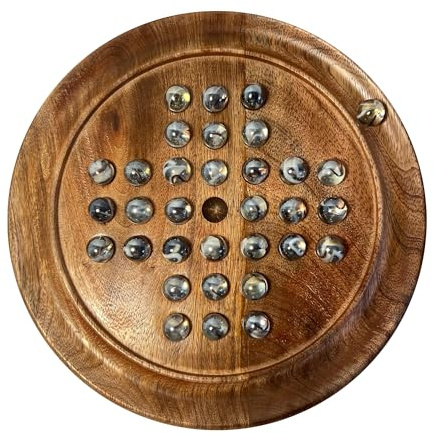 Solitär-Brettspiel aus Holz mit transparentem Polarwirbel Glasmurmeln, klassisches Solitär-Spiel aus Holz, Strategie-Brettspiel, Familien-Brettspiel, Spiele für eine Person, Brettspiele, Brettspiele,