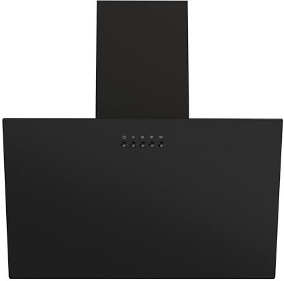 FIREGAS Hotte Aspirante 60cm - Hotte de Cuisine Inclinée avec Moteur Sans Balais, 3 Vitesses, Filtres à Charbon Inclus, Évacuation ou Recyclage, Noir