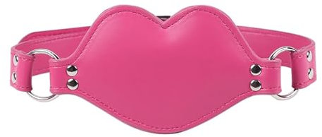 Kutocesy Mordaza Bucal con Consolador de Silicona, Cuero Ajustable, Forma de Labio Rosa, Correa de Ballgag, Juego de Bondage SM Bloqueable, Juguete Sexual Erótico para Adultos