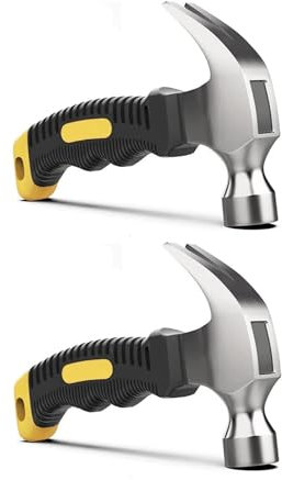 Hotooldo 2Pcs 8oz Claw Hammer Small Hammer Mini Camping Hammer Tack Hammer Stubby Hammer Small Hammer for Kids Nail Hammer Stubby Claw Hammer for Home,DIY,Camping