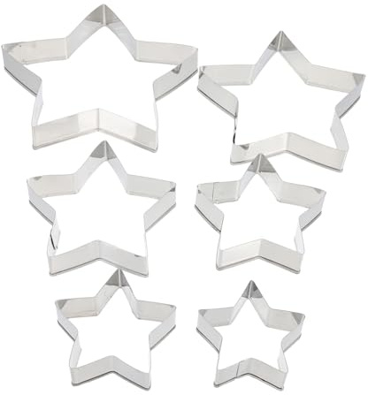 Amosfun 6 Cortadores De Galletas Con Forma De Estrella Moldes Para Galletas Cortadores De Galletas De Acero Inoxidable Para Hornear
