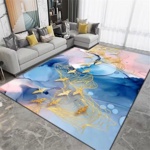 RUGMRZ Antirutsch Pads Teppich Abstrakter Geometrischer Rutschfester Wohnzimmer-Schlafzimmerbereich-Teppich Mobel Fur Wohnzimmer Blau Teppich Abwaschbar Teppich Regenbogen Antirutsch Pads Teppich Sal