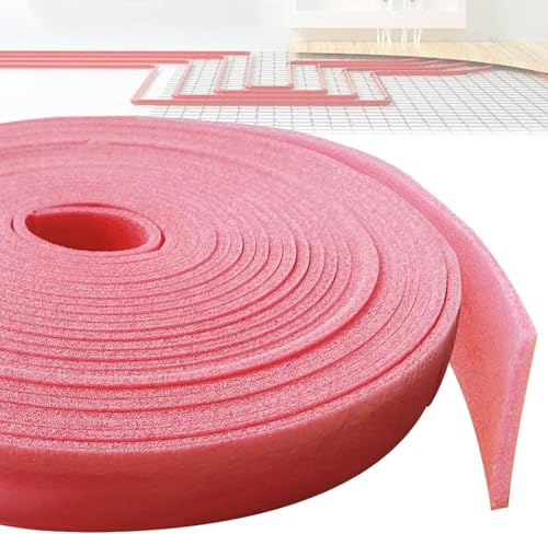 Kantisoleringsremsor självhäftande, kantisoleringsremsor för utjämningsmassor, självhäftande kantisolering, ledband för golvvärme, golv, tätning (50 mm x 7 mm x 20 m – rosa)