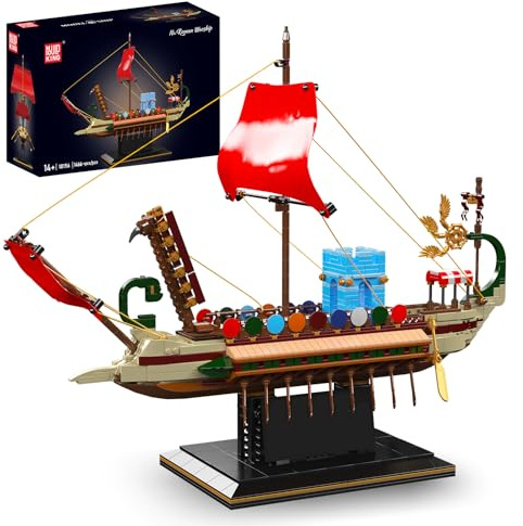 Mould King 10156 MOC Römisches Kriegsschiff Bausteinmodell, dreistufiges Ruder- und Segelschiff STEM Technik Schiff Klemmbausteine Bausatz Modell Technologie Piratenschiff Baukasten (1466+Teile)