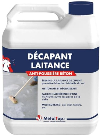 Metaltop - Decapant Laitance - 5 L - Nettoyant puissant pour éliminer la poussière de ciment et les impuretés.