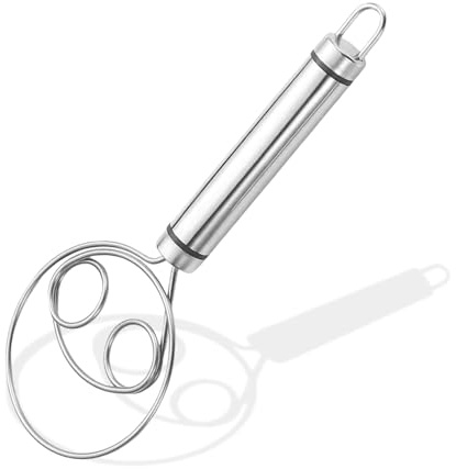 UZYXC 1 pièce Fouet Danois Avec 1 crochets, Fouet à Pâte Danois en Acier Inoxydable, Mélangeur de Pâte Danois Professionnel, Mélangeur de Pâte de Cuisine, Fouet Manuel pour Pâte, Pain, Pâtisseries
