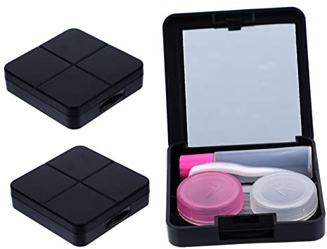VERDANVERSE 3sets Eye Companion Box Portable Travel Cases for Contacts Lenses Halloween Use Mirror Design