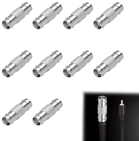 Noenaeni 10Pcs BNC Female to Female Coupler Connector Adapter, Silver