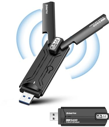 RUIZHI AX5400 WiFi 6E WLAN Stick per PC, Tri-Band 6Ghz/5Ghz/2.4Ghz, Antenna WLAN 5DBI, USB3.0 WPA3 MU-Mimo, USB WLAN Adapter Dongle per Windows 10/11