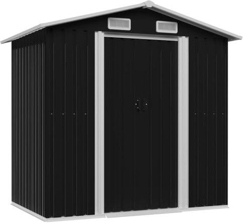 CIOURSTO Abri de Stockage Métal Vert 204x132x186 cm Cabane Rangement Jardin (Anthracite)