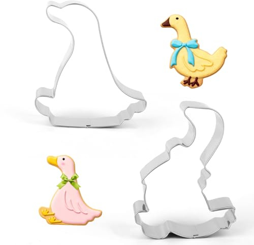 2stk Gans Ausstecher, 10,21cm Edelstahl Lustiger Ganskeksausstecher Spülmaschinengeeignet Backwerkzeug für Bauernhoftier Thema Baby Shower Geburtstagsfeier Dekorationen