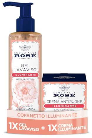 Acqua alle Rose, Cofanetto Skincare Routine Illuminante alla Vitamina C, Gel Lavaviso, Crema Idratante, Adatto a Pelli Spente