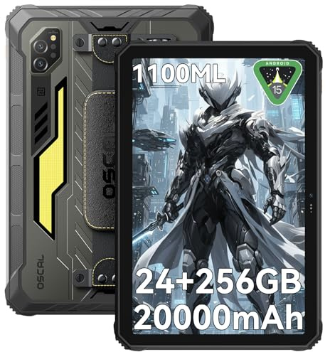 OSCAL Spider 10 Tablette Incassable, 20000mAh(45W), Tablette 11 Pouces, 1100ML Lampe de Camping, Android 15 Tablet, 24Go RAM + 256Go ROM/2To, IP69K,NFC, PC Mode, Double SIM 4G, Stylet, 5G WiFi/GPS/TÜV