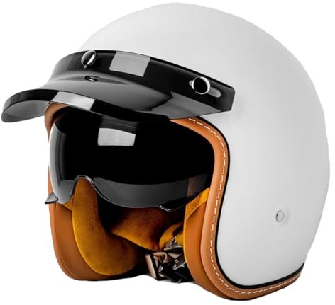 Casco Jet Vintage Stile Vintage Caschi Cromwell Omologato ECEDOT Mezzo Casco Motociclista Uomo Donna Con Visiera 3/4 Casco Moto Scodella Per Cruiser Scooter Street 4,L:59-60CM