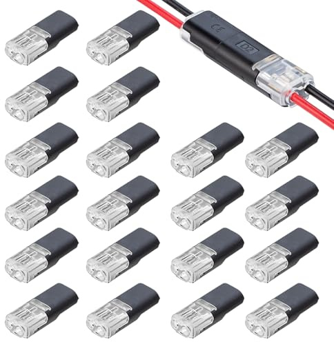 20 Pcs Conectores de Cable Impermeables, Conectores Electricos Rapidos, Conector Rapido Electrico Cables 2 Pines, Terminal de Empalme Duradero y Reutilizable, Terminal en H