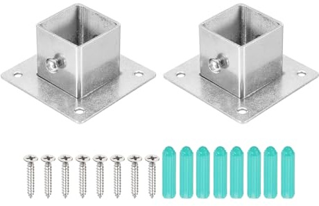 QUARKZMAN 2Pcs Base Quadrata Per Palo 1.9mmT Basi Per Palo Staffe Pesanti | Flangia In Acciaio Inox, Per Recinzione Montaggio Corrimano, Adatte A Palchi 1.2 x 1.2, Accessori Per Palchi