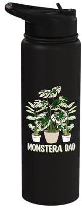 Monstera Dad Variegated Monstera House Plant Stainless Steel Insulated Water Bottle