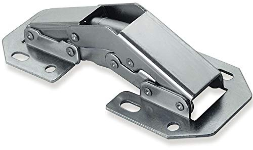 4 x JUNKER Aufschraubscharniere 104 x 44 mm Gelenkscharnier mit Feder Möbelscharnier Möbelband Carvan-Scharnier/Aufschraubscharnier mit Schließautomatik/Tür-Scharnier Stahl verzinkt