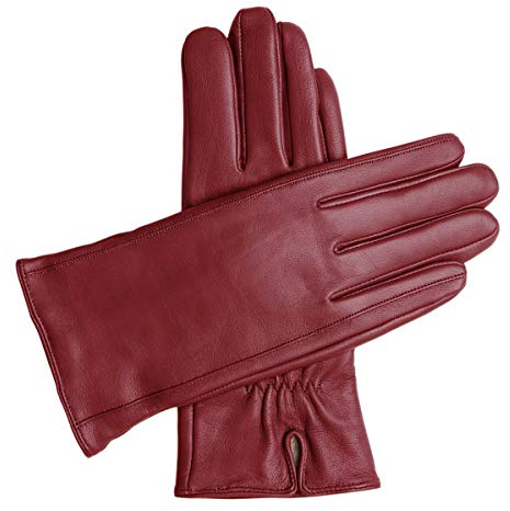 Downholme Klassische Lederhandschuhe mit Innenfutter aus Kaschmir für Damen