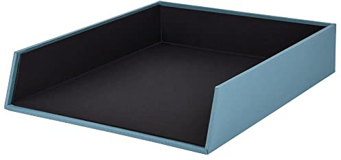 Rössler SOHO Briefablage A4 | Dokumentenablage A4 | Schreibtisch Organizer aus Papier | Ablagefächer stapelbar | Büro Organizer Schreibtisch Zubehör | 32 x 26 x 6 cm | 1 Stück | Farbe: Blau | Denim | Ablagefächer stapelbar, Dokumentenablage für Briefe, Unterlagen, Akten und Schreibtischorganisation