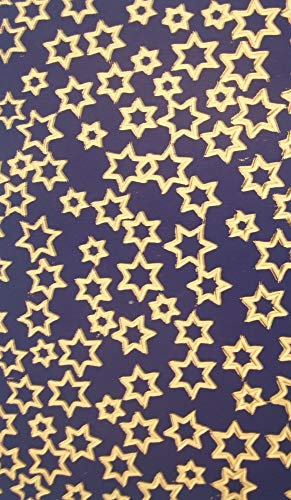 Wachsverzierfolien mit Sternen Anzahl 1 Stück, Größe 225 x 90 mm, Farbe blau/gold