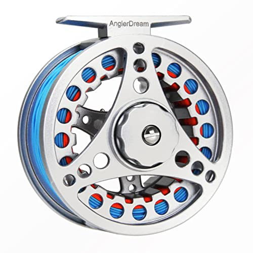 AnglerDream 1 2 3 4 5 6 7 8WT Fly Reel with Line Combo Large Arbor Aluminum Fly Fishing Reels (Sky Blue Fly Line, 1/2WT Fly Reel with Line Combo)