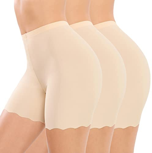 UMIPUBO Bragas Algodon Mujer Seguridad Ropa Interior Seda de Hielo Boxer Short Leggings Cortos Slipshort Pantalon Falda Leotardos de Pack de 3(Piel,S)