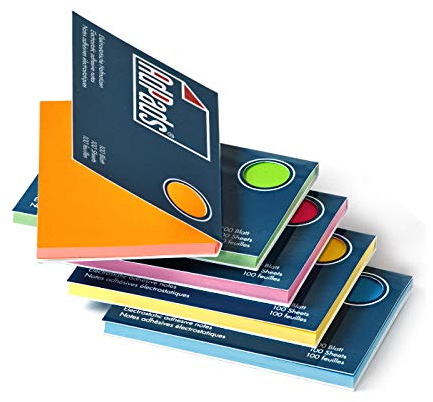 AdPads® elektrostatisch selbstklebende Haftnotizen | 100 x 68mm, 500 Blatt, Set Bunt | Kleine Static Sticky Notes | Beweglich und verschiebbar auf jeder Oberfläche