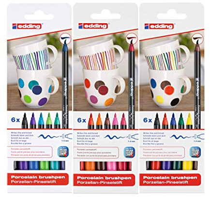 edding 4200 Porzellan Pinselstift (auch für Glas und Keramik) (1 Komplett-Set)