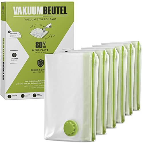 NORDIC®,Sacchetti sottovuoto per vestiti,6xtaglia S (60x40 cm),Senza BPA,Con etichette,Sacchetti sottovuoto,Sacchetti sottovuoto per vestiti piccoli