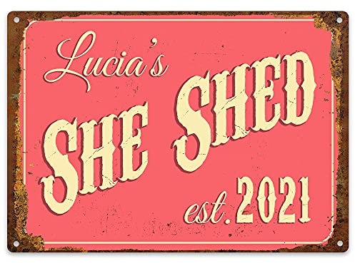 Purple Print House She Shed Sign Personalised - Gardening Gift Ideas For Women Her - Metal Plaque Grandmas Mum Funny, Garden & Outdoor, Large, Pink