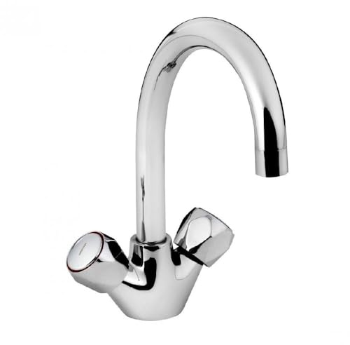 Bristan Club Kitchen Tap, Chrome, VAC2 SNK C MT | Classic Design, Swivel spout, Dual handle operation, Kitchen mixer tap