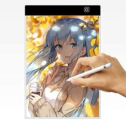 A4 LED Licht Pad Einstellbare Helligkeit LED Leuchttisch mit USB Kabel, Acryl-LED-Lightpad für Diamond Painting, Designen und Zeichnen Skizzieren (A4)
