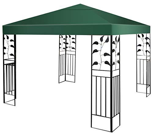 COSTWAY 3x3m Ersatzdach für Pavillon, Pavillondach Ersatzbezug mit Klettverschlüssen (Dunkelgrün)