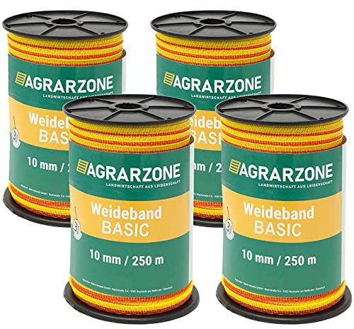 Agrarzone Weidezaunband Basic 1000m 10mm gelb-orange Elektrozaun Weidezaun | Niro-Leiter 4x0,16, Elektrozaun, Pferde, Ponys, Haustiere