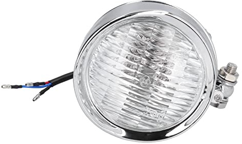 Tbest Phare de Moto, 12V 4in Rétro Phare de Moto Avant Lampe Haute Luminosité Chromé Universel