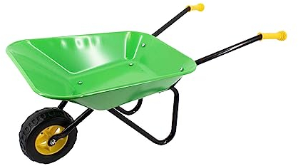 Rekord Kinderschubkarre (Metall) - Grün - mit Kunststoffgriffen - Traglast 20kg - für Kinder ab 3 Jahren - Metallschubkarre, Kindergartengeräte, Gartenspielzeug