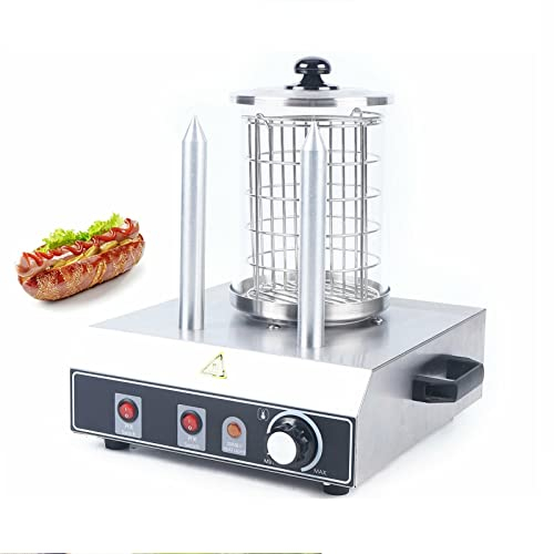 Chauffe-Chien Professionnel avec 2 brochettes chauffantes en Acier Inoxydable pour Chauffer des saucisses et réchauffer des Petits Pains 422 W 160 mm de diamètre