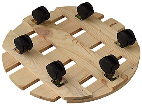 QIAOH Blumenroller Holz Diameter 40cm, Pflanzenroller Blumen Form Transportroller MöBelroller Rolluntersetzer GefäßRoller Blumentopf Untersetzer Mit 4 Rollen FüR Pflanzen Trolley BlumenküBel