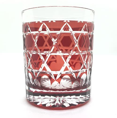 Flat Openwork Hexagonal Basket Rock Glass, Kiriko Glass, Rock Glass, Whiskey Glass, Paulownia Box, Kiriko Workshop, Proumitsu Made in Japan, Independent Kiriko Artist Mitsu Saito
