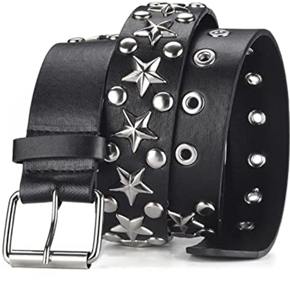 Männer Gürtel Klassische Punk Rivet Rock mit Dornschließe Stern Perlen Ledergürtel for Frauen Männer Nietengürtel Männlich Bund 1St